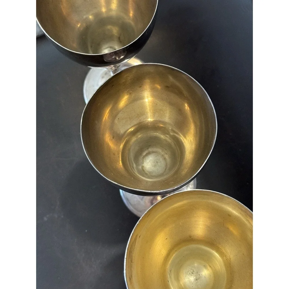 Meriden S P Silver Plate Goblets International Co 2008 Vintage Set Of‎ 3